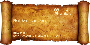 Metke Larion névjegykártya